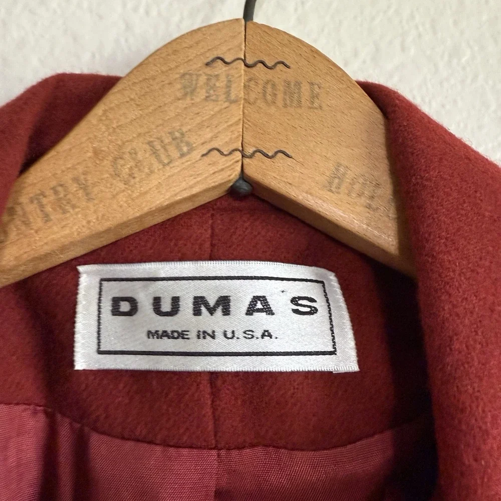 VTG Dumas Women's 100% Wool Blazer Jacket Size 6 Gold Detailed Buttons Oversized